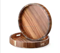 Plateau de luxe personnalisé en bois d'acacia poli, compatible lave-vaisselle, adapté aux aliments, motif bois, artisanat Tayyab, taille sur mesure
