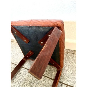Most Selling Square Brown <b>Leather</b> <b>Pouf</b> With Wooden Legs Modern Living Room Decor - Product Image 5