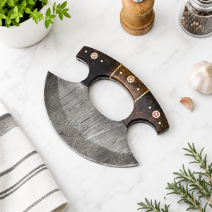 Custom Handmade Ullu <b>Knife</b> Damascus Steel Resin Handle Leather Sheath Eco-Friendly Ambidextrous Modern Dishwasher <b>Safe</b> 6-7.9in - Product Image 1