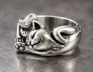 925 Sterling Silver <b>Black</b> Oxidized Dragon Claw Cocktail <b>Ring</b> with Moissanite Bezel Setting - Product Image 2