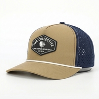 Gorra Deportiva Personalizada de 5 Paneles, Impermeable, de Poliéster Verde, con Orificios Cortados a Láser, Gorra de Golf Perforada, Gorra de Béisbol