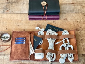 เคสหนังทำมือพร้อมสายชาร์จ,ที่ใส่บัตรเครดิตและหนังสือเดินทางเคสใส่กระเป๋าเดินทาง Adimani - Product Image 5