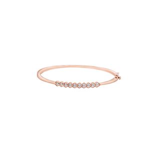 Rose Gold Lab Grown Diamond Geometric Leaf Link Open <b>Bangle</b> <b>Bracelet</b> - Product Image 3