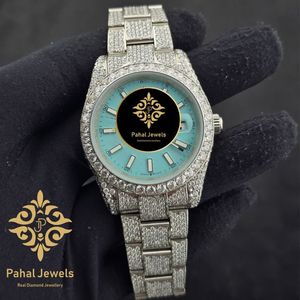 นาฬิกาข้อมือควอตซ์อนาล็อกสำหรับผู้หญิง Pahal Jewels ประดับเพชรหรูหรา สายสแตนเลสและมอสซาไนต์ หน้าปัด 40 มม. กระจกแซฟไฟร์ - Product Image 3