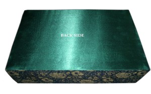 Caja de Regalo Rectangular de Madera Ecológica Hecha a Mano con Bordado de Algodón Dorado y Decoración Verde en el Reverso (12.5x9.5x4 Pulgadas) para Almacenamiento - Product Image 1