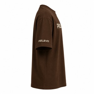 RELEVO T-shirt unisexe marron en spandex et polyester à manches courtes, col en V, logo imprimé sur le devant, coupe classique, séchage rapide, logo personnalisé - Product Image 4