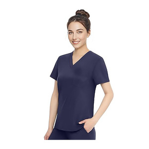 Blouse médicale pour femme à col en V, uniforme d'hôpital tissé avec poches poitrine et détection d'aiguilles, thermocollage sans couture - Product Image 2
