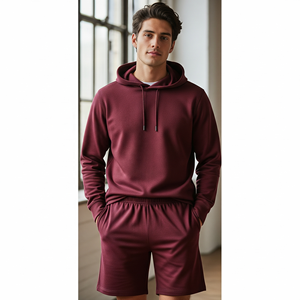 Ventes en gros de sweat-shirts à capuche et shorts pour hommes avec logo personnalisé, 100% coton, teinture unie, haute qualité, écologique, coupe-vent, sport, extérieur - Product Image 3