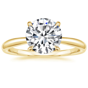 Anillo de compromiso clásico de oro amarillo con diamante cultivado en laboratorio, corte brillante redondo, certificado IGI, engaste de púas y banda pavé, para mujer, de alta calidad. - Product Image 2