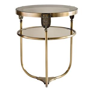 Mesa Auxiliar de Aluminio de Alta Calidad, Muebles de Primera Calidad, Detalles Metálicos, Mesa Otomana para Sala de Estar, Hogar u Hotel, en Latón - Product Image 1