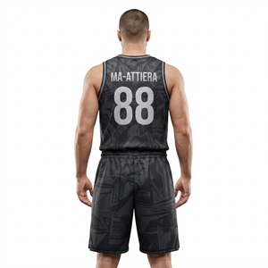 Uniforme de basket-ball pour hommes MA-ATTIERA, ensemble maillot et short de basket-ball à motif noir, sublimation, sports d'équipe - Product Image 2