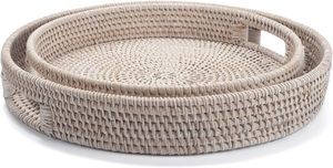 High Quality Natural Rattan Decorative Serving Tray Handle Handmade Eco-Friendly Recyclable Food Tray Customized Color Polished - Product Image 2