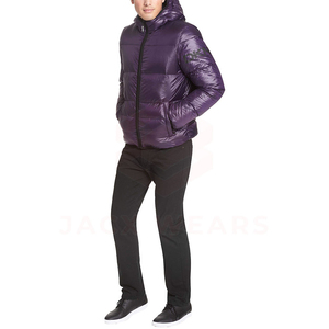 Blouson matelassé pour homme en toile, col montant, imprimé dessin animé, léger, rembourré, violet brillant, effet bulle, hiver - Product Image 3