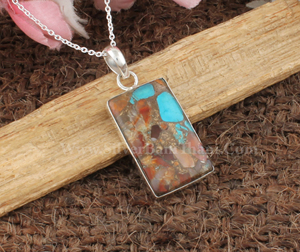 Pendentif en turquoise bleue naturelle en gros, serti en argent sterling 925, bijoux en pierres précieuses faits à la main, breloques vintage bohèmes - Product Image 4