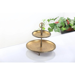 Support à gâteau en métal à 2 niveaux, plaqué or, forme ronde, pour mariage, anniversaires, décoration de table, lot de 3 - Product Image 1