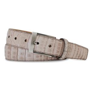 Country Style Leather Belts Natural Finish Real Cow Hide Belt For Men's Crocodile Pattern Silver Metal Buckle Eco Friendly - Product Image 1