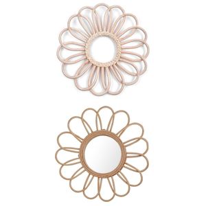 Espejo de pared de bambú y ratán con diseño de pétalos de flores para decoración de sala de estar - Product Image 2