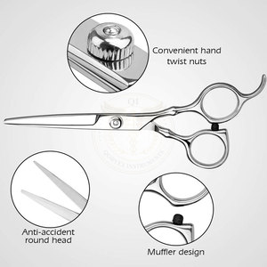 Ciseaux de coiffure professionnels en acier inoxydable 6.0 en forme de saule avec poignée en caoutchouc pour coupe à sec et glissière de coupe - Product Image 5