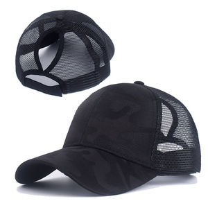 Womens Ponytail Messy Bun Camo Baseball <b>Cap</b> High Bun Breathable Mesh Back Adjustable Outdoor Sports Trucker <b>Hat</b> - Product Image 3