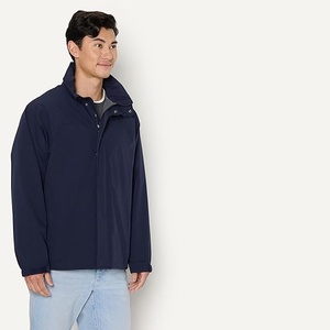 Women's <b>Navy</b> Windbreaker Jacket Full Sleeve Zipper Closure Windproof Casual Solid Color Regular Length Outerwear - Product Image 6