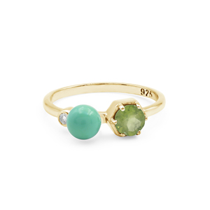 <b>Indian</b> Supplier Solid 925 Sterling Silver Turquoise Ball Peridot Gemstones <b>Ring</b> Minimalist Style Everyday Wear Fine <b>Ring</b> Jewelry - Product Image 6