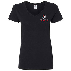 T-shirt rose col en V pour femme – Chic, logo minimaliste, coton doux, coupe ajustée, décontracté, streetwear d'été, vente en gros - Product Image 4