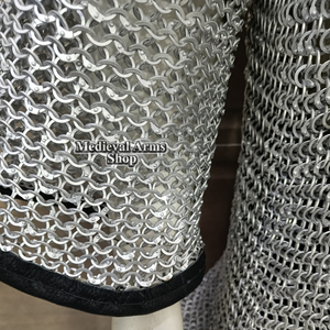 Camisa de Malla de Aluminio Medieval con Anillos Remachados Planos y Ribete de Cuero, Manga Larga, Hecha a Mano, Disfraz de Armadura de Caballero Histórico para Halloween - Product Image 6