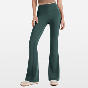Custom Wholesale Women Casual <b>Flare</b> <b>Leggings</b> Plus Size Cotton Bamboo Fiber Mid Waist Quick Dry Butt Lifting Gym Workout - Product Image 1