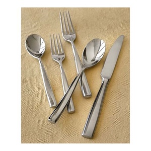 Couverts Modernes Personnalisés avec Logo Épais Rectangulaire en Métal Poignée Royal Luxe Élégant en Acier Inoxydable Argent Miroir Poli - Product Image 1