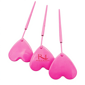 Miroir d'inspection pour extensions de cils, forme cœur, rose, revêtement poudré, poignée diamantée - Product Image 5