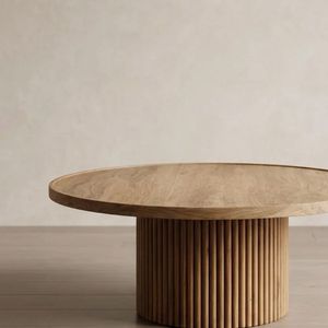 Mesa de Centro Redonda de Madera, Moderna y Minimalista, Muebles para Sala de Estar - Product Image 4