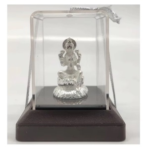 Ídolo de Laxmi Mata Hecho a Mano en Acero Inoxidable en Caja de Vidrio, Mandir Decorativo Premium para el Hogar, Templo Espiritual, Regalo de Boda y Cumpleaños - Product Image 1