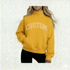Sudadera Personalizada de Otoño para Mujer, Manga Larga, Tejido Grueso, Cuello Alto, Letra Bordada en la Parte Delantera, Transpirable y Ecológica - Product Image 2