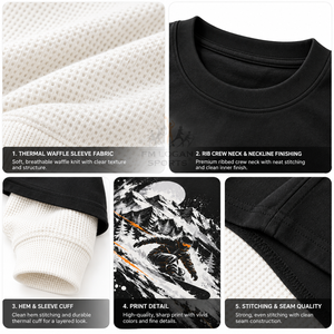 T-shirt en coton à manches longues pour homme, coupe oversize, style streetwear snowboarder, en tissu éponge, anti-plis, séchage rapide, OEM ODM, mode décontractée - Product Image 4