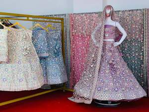 Nupcial Grandeur Full Heavy Sequence Diamonds Lehenga Choli Indian Pakistani Wedding Outfit Impresionante Zarkan Stonework Big Flair - Product Image 3