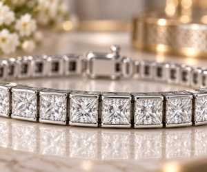 Pulsera de tenis con corte princesa para mujer, engaste de bisel, plata de ley 925, moissanita VVS, joyería moderna de moda para mujer - Product Image 4