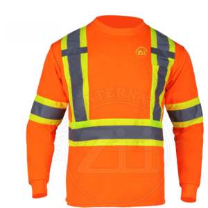 Camiseta de Alta Visibilidad ANSI Clase 1, Impermeable, de Poliéster, con Bolsillo, Secado Rápido, Franja Reflectante, LED Intermitente, Manga Larga - Product Image 1