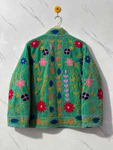 Embroidered <b>Velvet</b> <b>Women</b> <b>Jacket</b> Floral Boho Outerwear Quilted Winter Coat Handmade Ethnic Fashion Top - Product Image 2