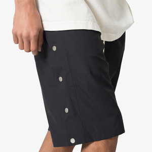 Shorts décontractés pour hommes en polyester/coton noir respirant, tricotés, avec logo imprimé sur le devant et cordon de serrage à la taille, style sport - Product Image 3