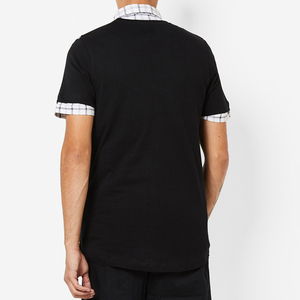 Men's Black Short Sleeve <b>Patchwork</b> T-<b>Shirt</b> 100% Cotton Eco-Friendly Breathable Loose Fit - Product Image 4