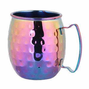 Taza Moscow Mule 500ml |   Taza de cóctel de acero inoxidable con asa |   Diseño Martillado para Cerveza, Bebidas con Hielo y Mocktails - MANOJ MI-5031 - Product Image 1