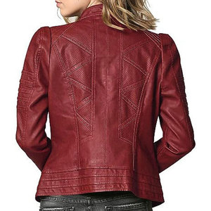 Chaqueta Bomber de Cuero Genuino Marrón para Mujer SALVA LEATHER, Cierre de Cremallera, Cuello Camisero, Manga Larga, Largo Regular, Otoño - Product Image 4