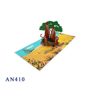 Tarjeta de Felicitación 3D Pop-up Hecha a Mano Personalizada al por Mayor, Diseño de Meerkat, Corte Láser de Papel, Artesanía Vietnamita, Decoración para el Hogar, Viet-craft - Product Image 2