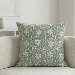 Indian Heritage Hand Block Printed Cotton Cushion <b>Cover</b> Beautiful Custom Floral Print 18x18 Authentic Artisan Throw Pillow <b>Cover</b> - Product Image 2