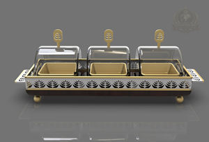 Juego de Vajilla de Diseño Personalizado de Lujo Premium, Metal Dorado, Vidrio Ecológico, Tazón para Servir, Cúpula de Vidrio, Tarro para Dulces, Bandeja - Product Image 6