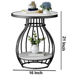 โต๊ะข้างทรงกลมโครงโลหะ โต๊ะข้างตกแต่งสไตล์โมเดิร์นสำหรับห้องนั่งเล่นและห้องนอน - Product Image 4