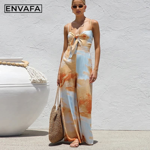 Custom <b>Casual</b> Eco-Friendly Breathable <b>Jumpsuit</b> with LOGO Summer New V-neck Printed High Waist <b>Wide</b> <b>Leg</b> Holiday - Product Image 6