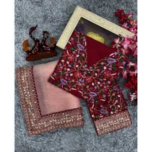 Saree de diseñador para mujer con hermosas lentejuelas y borde de encaje de trabajo bordado Cording - Product Image 6