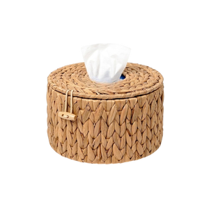 Boîte à mouchoirs ronde en jacinthe d'eau écologique de haute qualité, style vintage, couleur et logo personnalisés, meilleur choix pour la vaisselle - Product Image 1