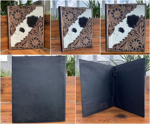 Nouveau presse-papiers en cuir usiné à la main organisateur de documents portefeuille d'affaires papier A4 Logo personnalisé dossiers de fichiers classeur pour entretien - Product Image 3